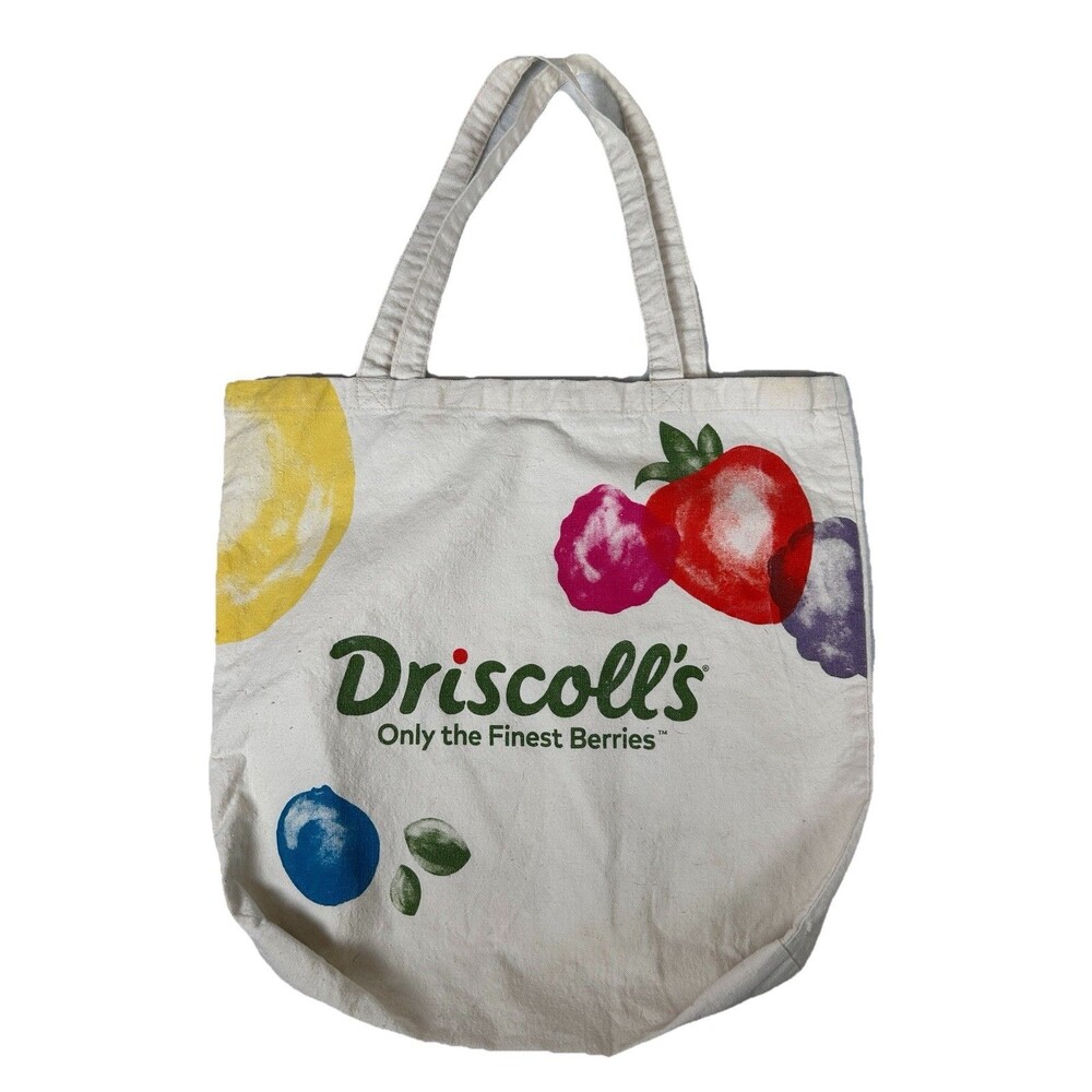 Driscoll's graphic fruit canvas shopping/book tote "Share the berry joy!" Sz M